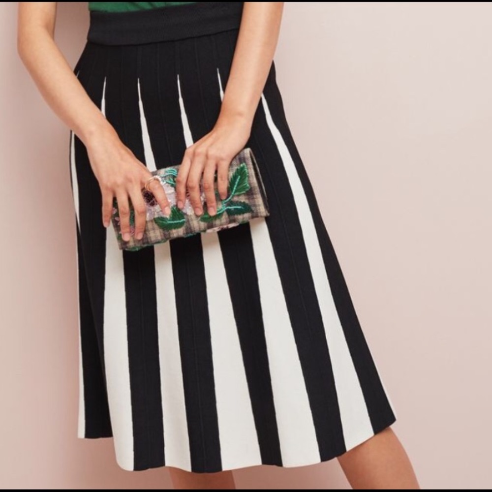 Anthropologie Maeve Pleated Contrast Skirt